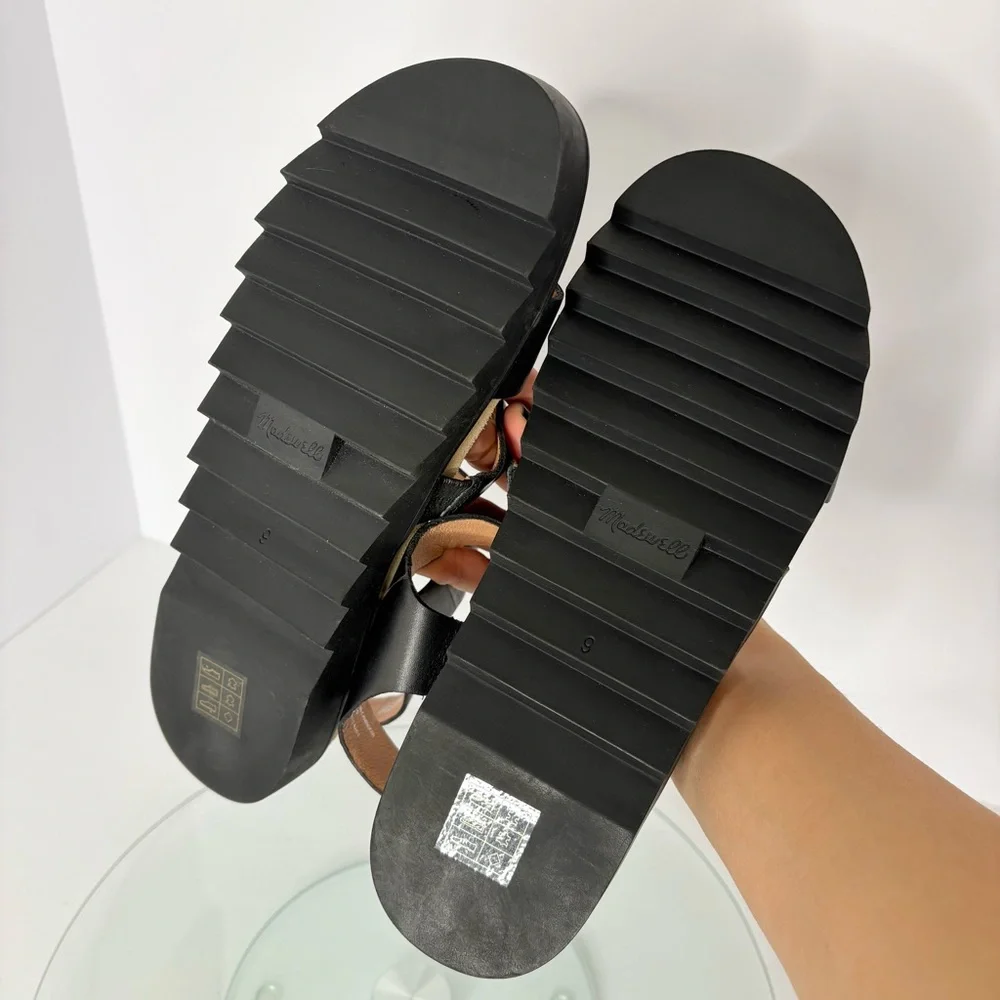 MADEWELL The Addie Leather Ankle Strap Sandals Lug Sole Black Size 9 - Picture 9 of 10